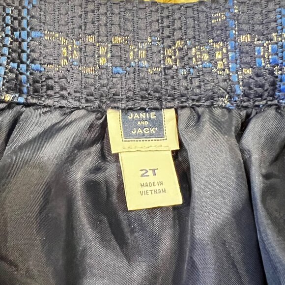 Janie and Jack Shimmer Plaid Skirt Blue Multi-Color 2T Adjustable Waist - Picture 3 of 4